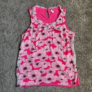 Elle floral blouse size Extra small pink with white floral pattern sleeveless PB